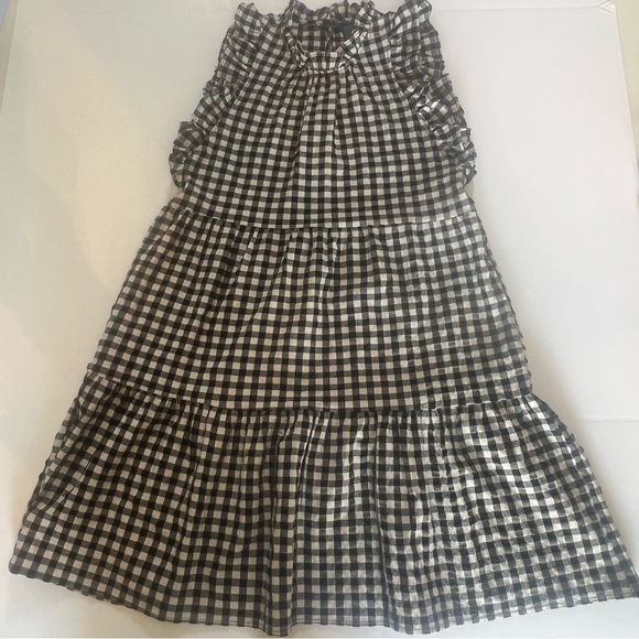 MAEVE by Anthropologie Gingham Tiered Dress XS|Black White|Ruffle Prairie - Picture 12 of 12